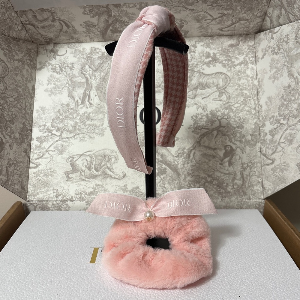 Dior Pink Ribbon Headband and Scrunchie set